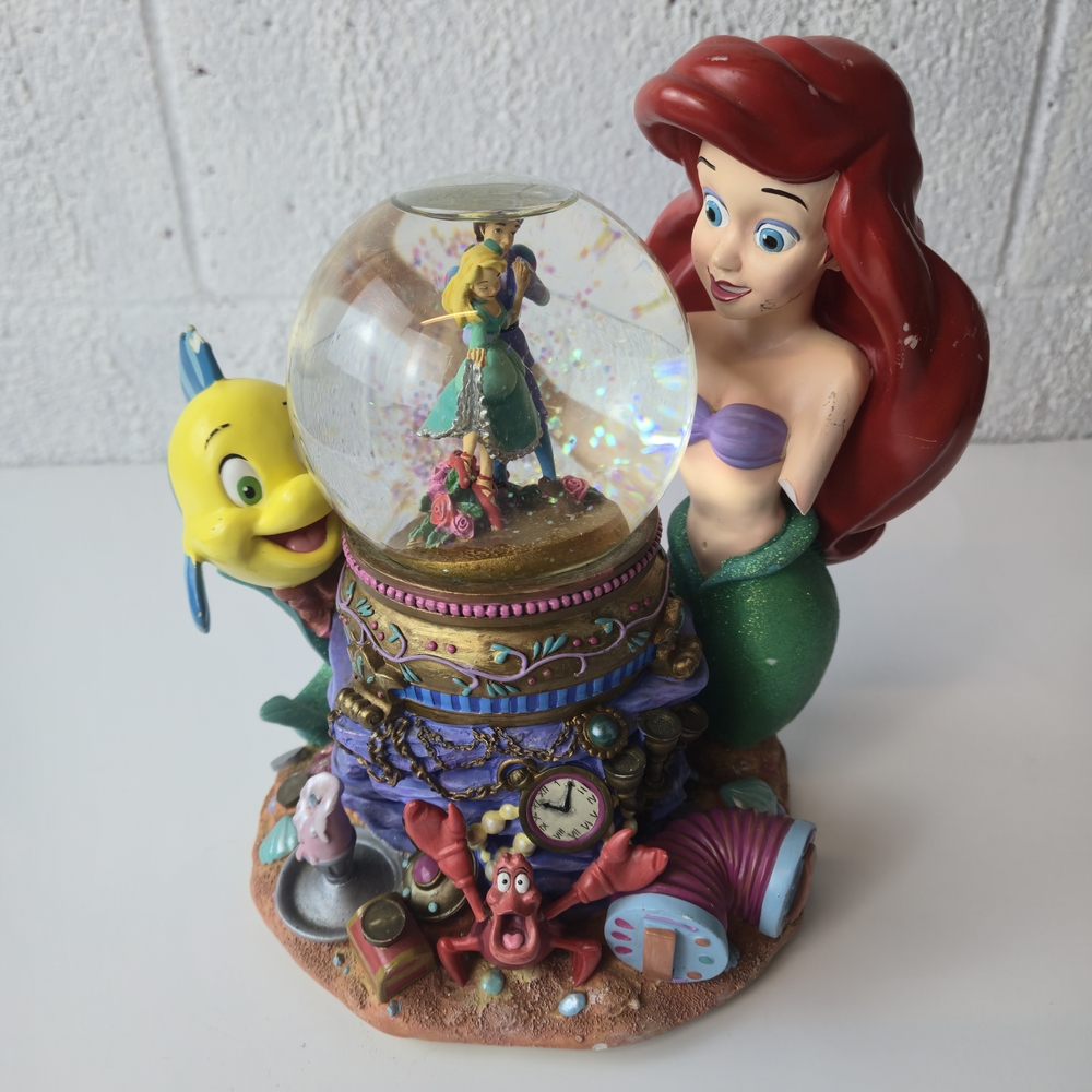 Vintage Disney The Little Mermaid Under The Sea Musical Snow Globe Retired